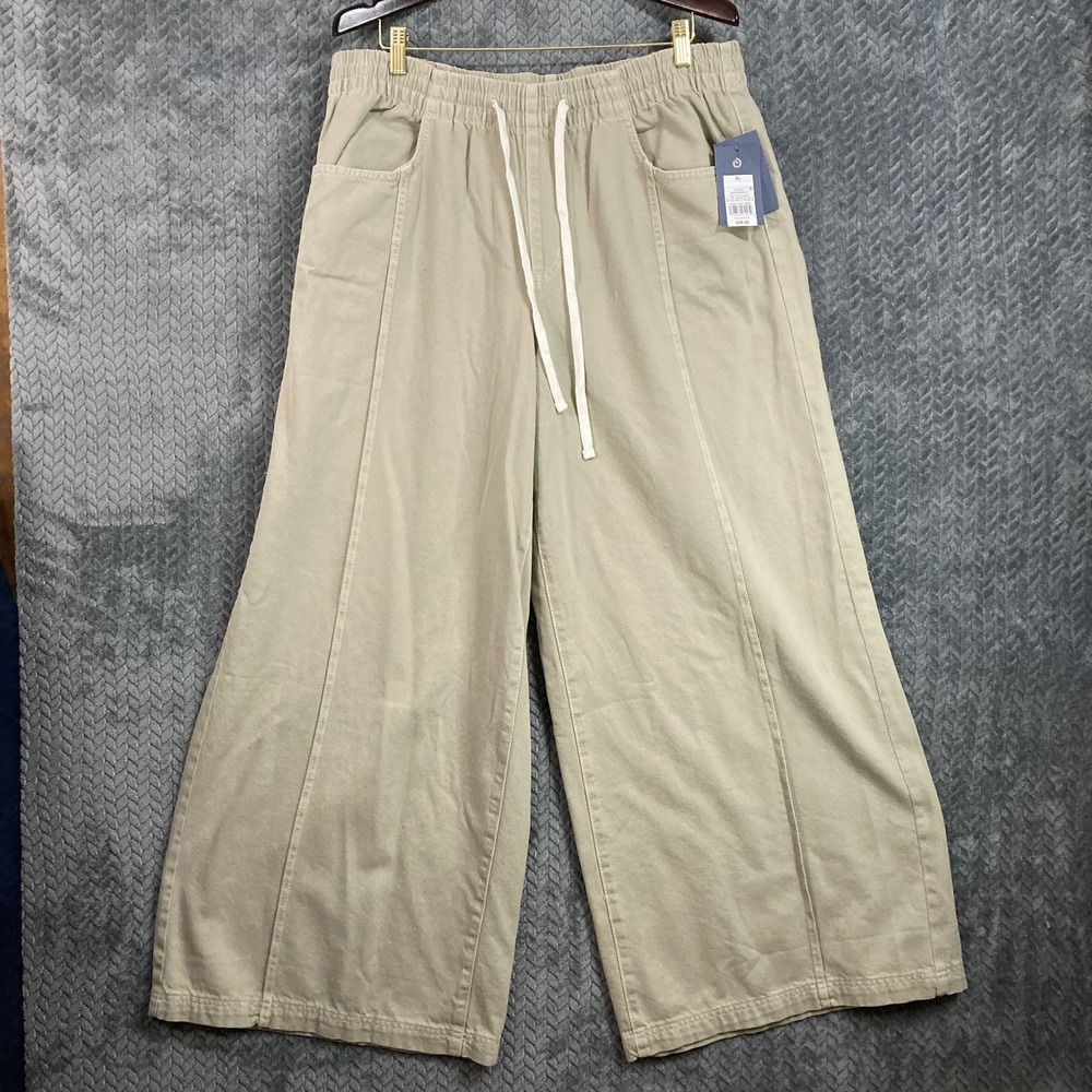 Universal Thread Pants Women XL High-Rise Wide Leg Khaki Green Relaxed NEW